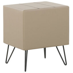 Wyld And Coco Beige Faux Leather Bedside Table With Hairpin Legs 56Cm - Contemporary Rectangular Nightstand - thumbnail 5