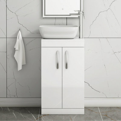 Royal Bathrooms 500mm Floor Standing Vanity Unit 2 Door Gloss White & Countertop Basin - Elva - image 1