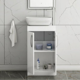 Royal Bathrooms 500mm Floor Standing Vanity Unit 2 Door Gloss White & Countertop Basin - Elva - thumbnail 3