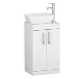 Royal Bathrooms 500mm Floor Standing Vanity Unit 2 Door Gloss White & Countertop Basin - Elva - thumbnail 4