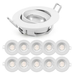 Paul Russells Led Downlight White Non-Dimmable Tilt Recessed Ceiling Spotlight 4.8W 400 Lumens Ip44 Warm White 3000K Pack Of 10 - thumbnail 1