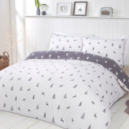 Smart Living Christmas Stag & Trees Reversible Flannelette Cotton Duvet Pillowcase Pair