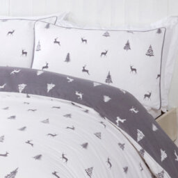 Smart Living Christmas Stag & Trees Reversible Flannelette Cotton Duvet Pillowcase Pair - thumbnail 3