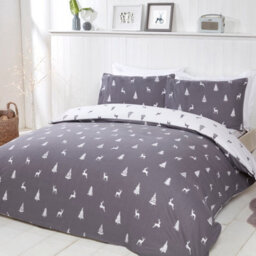 Smart Living Christmas Stag & Trees Reversible Flannelette Cotton Duvet Pillowcase Pair - thumbnail 2