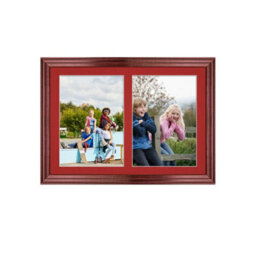 AK Frames 20X14 Rose Wood Classic Multi Photo Frame With Crimson Mount - Holds 2 Apertures (2X) A4 Photos - thumbnail 1