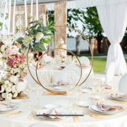 Standing Double Hoop Wedding Table Centrepiece 40Cm/ 60Cm Gold Stand Decorations - thumbnail 6