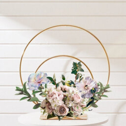 Standing Double Hoop Wedding Table Centrepiece 40Cm/ 60Cm Gold Stand Decorations - thumbnail 4