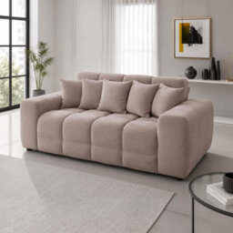 Furnishings For Less UK Jenson Beige Plush Velvet 3 + 2 Seater Sofa Set With Deep Seats - thumbnail 3