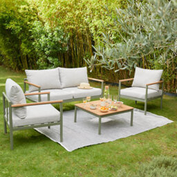 GoodHome Akoa Deep Lichen Green Metal 4 Seater Coffee Set - thumbnail 1