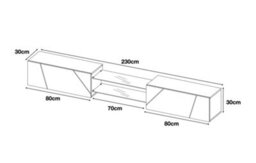 Furneo White Floating Tv Cabinet 230Cm Wall Unit Modern High Gloss &matt Art 02 Blue Led Lights - thumbnail 3