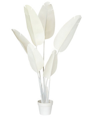 Wyld And Coco 123Cm Artificial Banana Tree White With Adjustable Leaves, Matt Finish, Cement Base - image 1