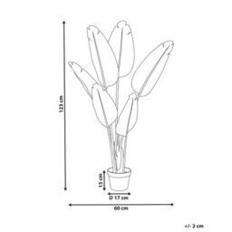 Wyld And Coco 123Cm Artificial Banana Tree White With Adjustable Leaves, Matt Finish, Cement Base - thumbnail 4