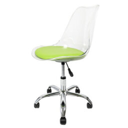 Fusion Living Soho Clear Plastic Dining Chair With Swivel Base Green