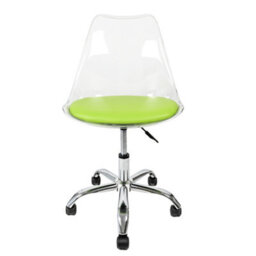 Fusion Living Soho Clear Plastic Dining Chair With Swivel Base Green - thumbnail 2