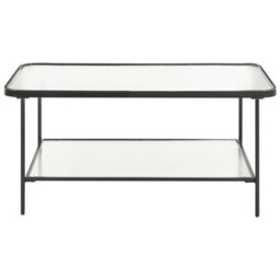 Wyld and Coco Novacasa Retro Black Fluted Glass Coffee Table 100 X 51 Cm, Powder-Coated Iron Frame - thumbnail 1