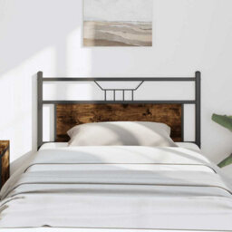 Berkfield Headboard Smoked Oak 100 Cm Engineered Wood And Steel - thumbnail 1