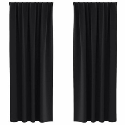 Berkfield Modern Curtains With Curtains 2 Pcs Black 245 X 140 Cm Polyester - image 1
