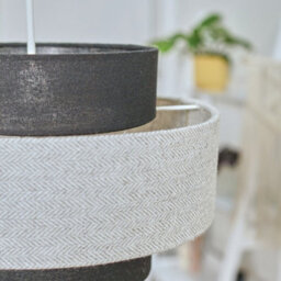 Valuelights Weaver Pair Of Black/grey Herringbone Ceiling Lamp Shades And Bulbs - thumbnail 4