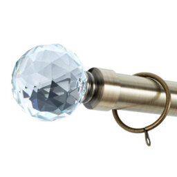 A.unique Home Gem Crystal Ball Metal Extendable Curtain Pole With Rings And Fittings (25/28mm) - Antique Brass, 120Cm-220Cm Approx - thumbnail 2