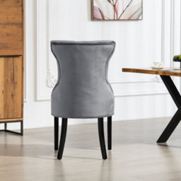 Genola Velvet Fabric Dining Chairs - Set Of 2 - Grey - thumbnail 5