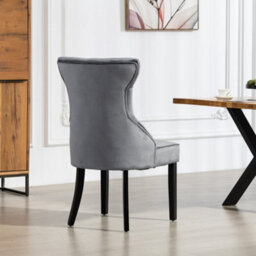 Genola Velvet Fabric Dining Chairs - Set Of 2 - Grey - thumbnail 4