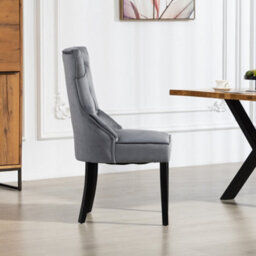 Genola Velvet Fabric Dining Chairs - Set Of 2 - Grey - thumbnail 3