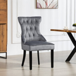 Genola Velvet Fabric Dining Chairs - Set Of 2 - Grey - thumbnail 2