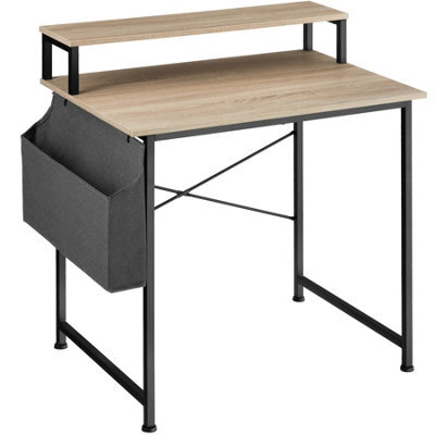 Tectake Desk - With Shelving And Fabric Storage Bag 80 Cm - Industrial Wood Light, Oak Sonoma - image 1