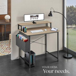 Tectake Desk - With Shelving And Fabric Storage Bag 80 Cm - Industrial Wood Light, Oak Sonoma - thumbnail 7