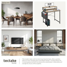 Tectake Desk - With Shelving And Fabric Storage Bag 80 Cm - Industrial Wood Light, Oak Sonoma - thumbnail 5