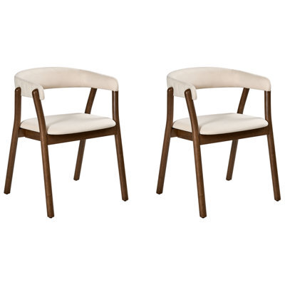 Beliani Set Of 2 Dining Chairs Mylo Fabric Off-White/ Dark Brown - image 1