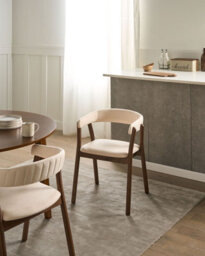 Beliani Set Of 2 Dining Chairs Mylo Fabric Off-White/ Dark Brown - thumbnail 2