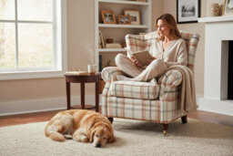 Wing Chair Original Fireside High Back Armchair P And S Balmoral Autumn Check Real Fabric - thumbnail 4