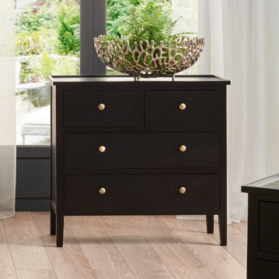 Pacific Lifestyle Satin Black Wood 4 Drawer Unit - image 1