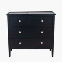 Pacific Lifestyle Satin Black Wood 4 Drawer Unit - thumbnail 2