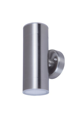 GoodHome Candiac Fixed Satin Stainless Steel Mains-Powered Integrated Led Outdoor Double Wall Light 760Lm (Dia)6Cm - image 1