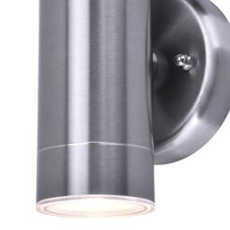 GoodHome Candiac Fixed Satin Stainless Steel Mains-Powered Integrated Led Outdoor Double Wall Light 760Lm (Dia)6Cm - thumbnail 4