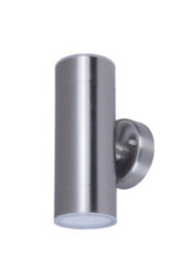 GoodHome Candiac Fixed Satin Stainless Steel Mains-Powered Integrated Led Outdoor Double Wall Light 760Lm (Dia)6Cm - thumbnail 1