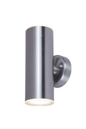 GoodHome Candiac Fixed Satin Stainless Steel Mains-Powered Integrated Led Outdoor Double Wall Light 760Lm (Dia)6Cm - thumbnail 2