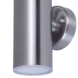 GoodHome Candiac Fixed Satin Stainless Steel Mains-Powered Integrated Led Outdoor Double Wall Light 760Lm (Dia)6Cm - thumbnail 3