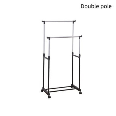 Heavy Duty Mobile Clothes Coat Garment Hanging Rail Rack Storage Stand On Wheels - Double Pole - image 1