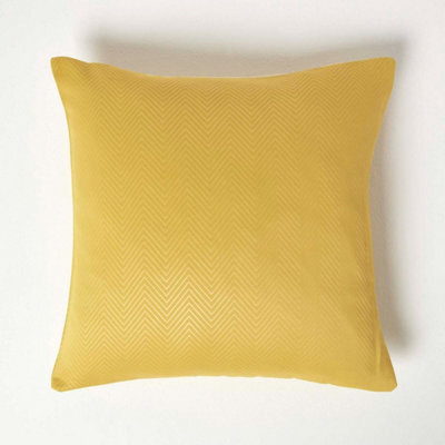 Homescapes Mustard Yellow Herringbone Chevron Cushion Cover - image 1