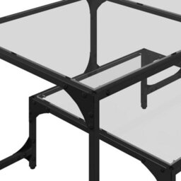 Berkfield Coffee Table With Transparent Glass Top 98.5X50X45 Cm Steel - thumbnail 8