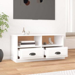 Walplus Tv Cabinet High Gloss White 93X35.5X45 Cm Engineered Wood - thumbnail 3