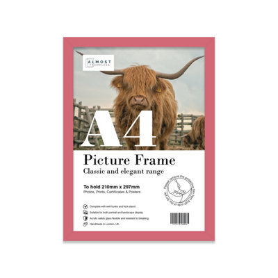 A4 Pink Picture Frame Fits A4 (21 X 29.7Cm - 8.3 X 11.7In) Poster, Photo, Artwork, Or Print. - image 1