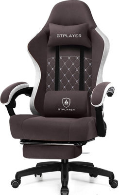 Gtplayer Fabric Gaming Chair With Footrest, Ergonomic Computer Desk Chair With Pocket Spring Cushion Heavy Duty Wide Pc Chair - image 1