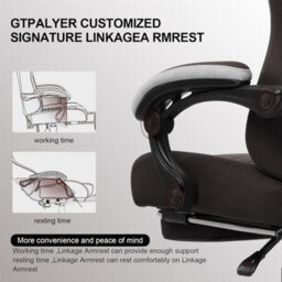 Gtplayer Fabric Gaming Chair With Footrest, Ergonomic Computer Desk Chair With Pocket Spring Cushion Heavy Duty Wide Pc Chair - thumbnail 4
