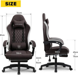 Gtplayer Fabric Gaming Chair With Footrest, Ergonomic Computer Desk Chair With Pocket Spring Cushion Heavy Duty Wide Pc Chair - thumbnail 2