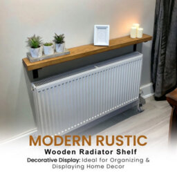 Radiator Shelf Wall Mounted Solid Wood, Narrow Radiator Cover 15Cm Deep Rustic Handmade In Uk (Tudor Oak, 140Cm) By Mkgt - thumbnail 7