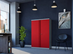 Phoenix Safe Company Phoenix Scl Series Scl1491Gre 2 Door 3 Shelf Steel Storage Cupboard Grey Body & Red Doors With Electronic Lock - thumbnail 3